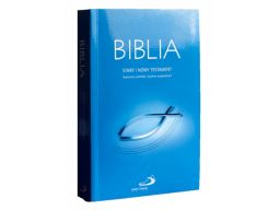 Biblia z rybką błękitna z paginatorami stary i now