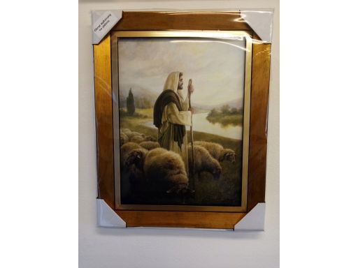 Obraz jezus pasterz 35x30 płótno unikat