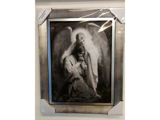 Obraz jezus w objęciach anioła 35x30 płótno unikat