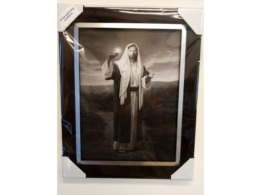 Obraz jezus niosący światło 35x30 płótno unikat