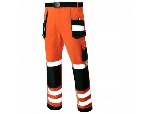 Spodnie robocze pomarańczowe ostrzegawcze pasa 56