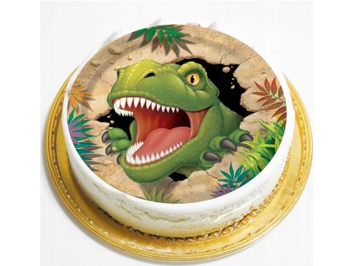 Bardzo gruby opłatek na tort dinozaury duży 20 cm