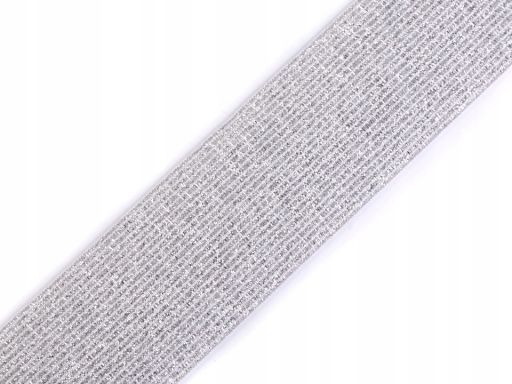 Tasiemka elastyczna guma metalizowana 40 mm biała