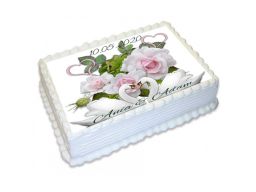Gruby opłatek na tort ślub rocznica + napis a4