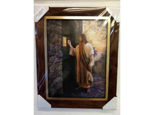 Obraz jezus pukający do drzwi 35x30 płótno unikat