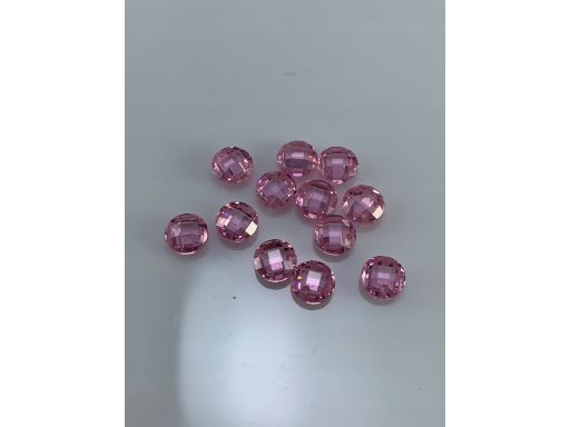 Cyrkonia różowa 5 mm szachownica rozeta z otworem