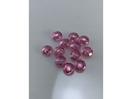 Cyrkonia różowa 5 mm szachownica rozeta z otworem