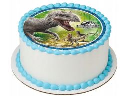 Bardzo gruby opłatek na tort dinozaury duży 20 cm