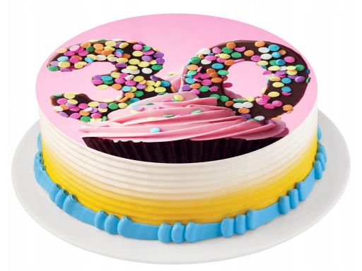 Bardzo gruby opłatek na tort 30 urodziny duży 20cm