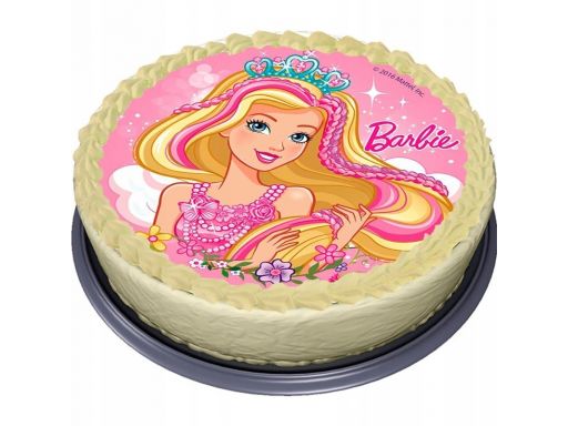 Bardzo gruby opłatek na tort barbie 20 cm duży