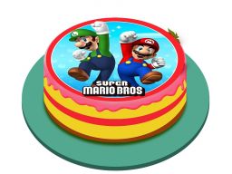 Bardzo gruby opłatek na tort super mario 20 cm