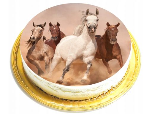 Bardzo gruby opłatek na tort koń / konie 20 cm