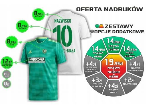 10 x komplet adidas striped19 jr + nadruk