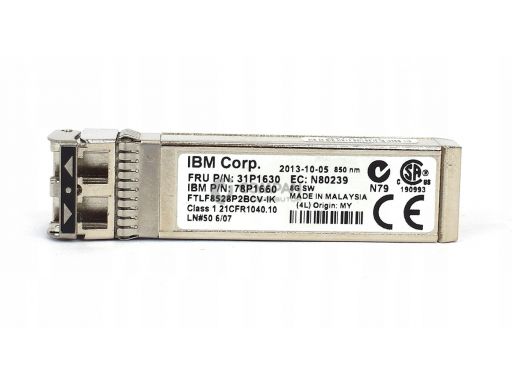 Ibm 8gb sfp+ sw fc 850nm optic transceiver 31p1630