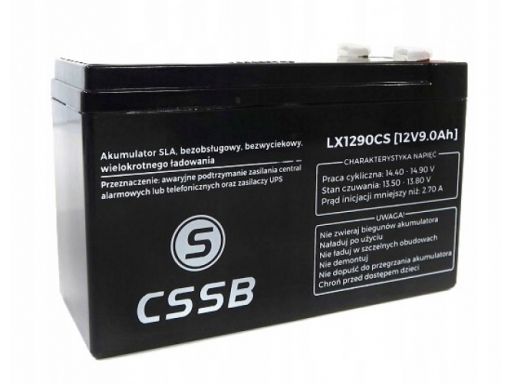 Akumulator żelowy sla cssb 12v 9ah bezobsługowy