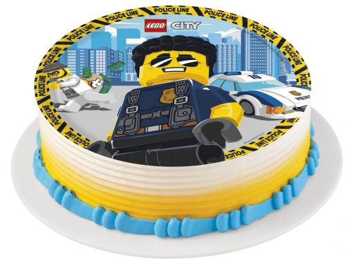 Bardzo gruby opłatek na tort lego city policja