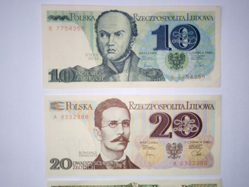 Banknoty z prl - 10, 20, 50, 100 zł - bez obiegu