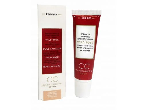 Korres wild rose cc spf30 rozświetlający krem cc