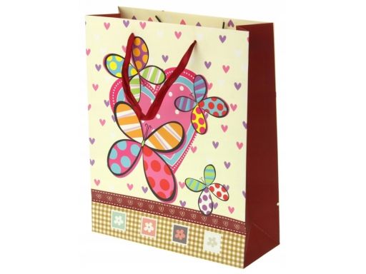 Torebka ozdobna pionowa 3d 26x10x32 cm - motylki