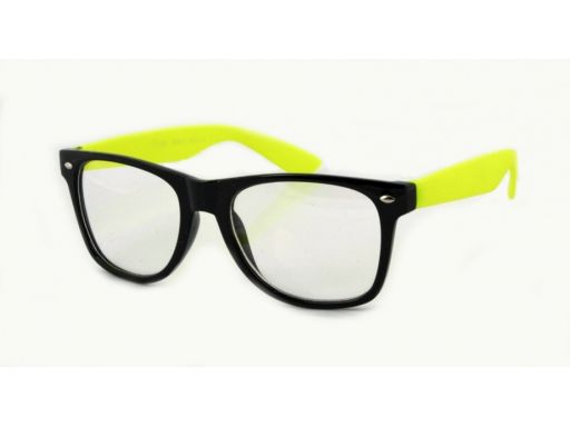 Okulary nerdy zerówki uv 400 zielone + etui