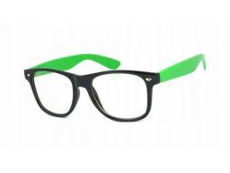 Okulary nerdy zerówki uv 400 zielone + etui