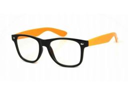 Okulary nerdy zerówki pomarańczowe kujonki + etui