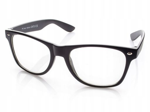Okulary uv 400 zerówki nerdy czarne matowe unise