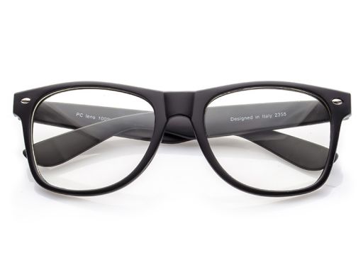 Okulary uv 400 zerówki nerdy czarne matowe unise