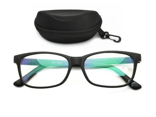 Okulary antyrefleks zerówki nerdy prostokątne