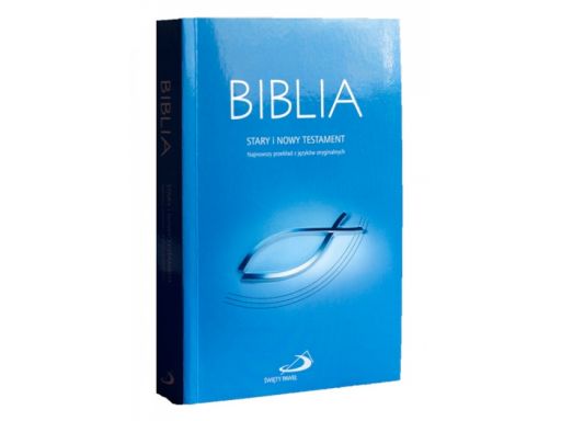 Biblia z rybką błękitna z paginatorami stary i now