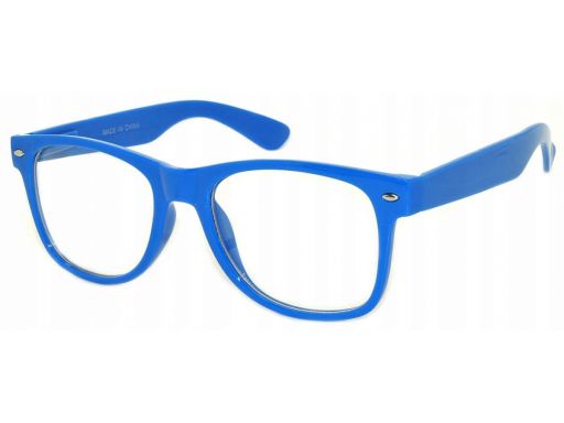 Niebieskie okulary zerówki nerdy męskie damskie