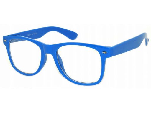 Niebieskie okulary zerówki nerdy męskie damskie