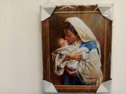 Obraz matka boska z dzieciątkiem płótno 35x30