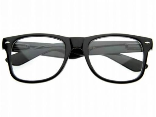 Okulary nerd zerówki uv 400 nerdy czarne