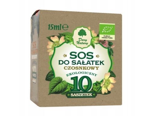 Dary natury sos do sałatek czosnkowy eko 10x15ml
