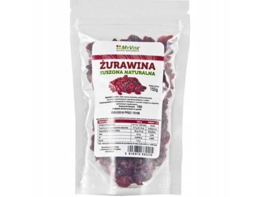 Myvita żurawina naturalna suszona 150g