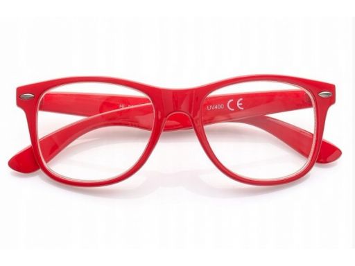 Czerwone zerówki nerdy damskie męskie okulary red