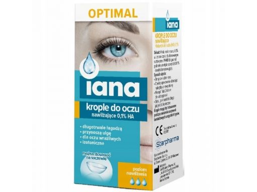 Iana krople do oczu optimal 0,1% ha nawilżające