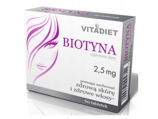 Vitadiet biotyna 2,5 mg 60 tab piękne włosy