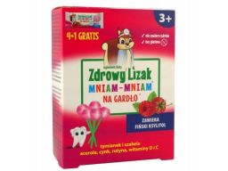 Zdrowy lizak mniam mniam na gardło malina 4+1 szt.