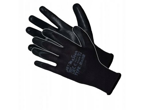 Rękawice robocze ochronne nitrylowe black 9/l