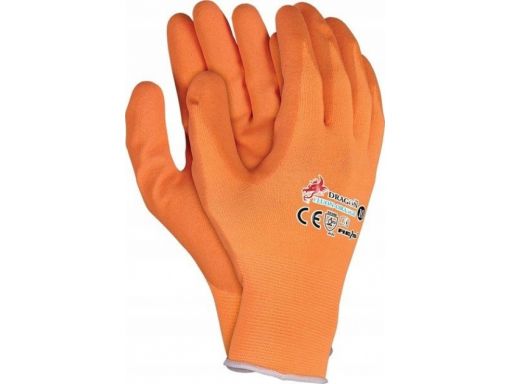 Rękawice robocze nitrylowe dragon fluo orange 9/l