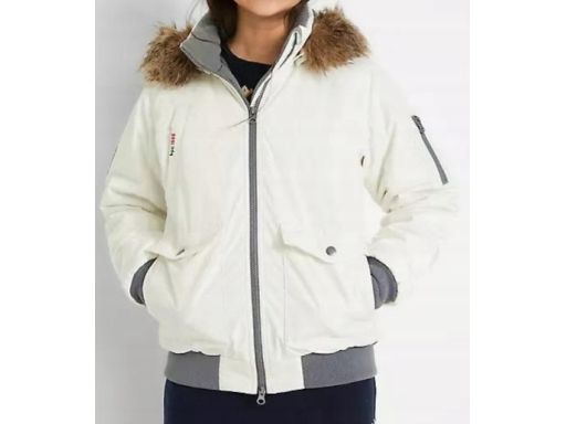 B.P.C dziecięca kurtka zimowa biała z kapturem z futerkiem ^128/134