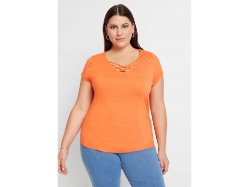 B.P.C t-shirt pomarańczowy z paskami 36/38.