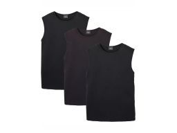 B.P.C 3-pak koszulka bez rękawów męska czarna bawełniana XL.