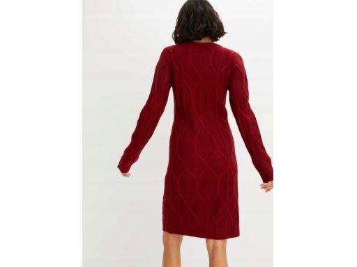 B.P.C sukienka dzianinowa bordowa warkocze r.32/34