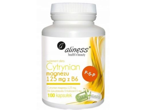 Cytrynian magnezu 100 kaps 125 mg z b6 p-5-p super